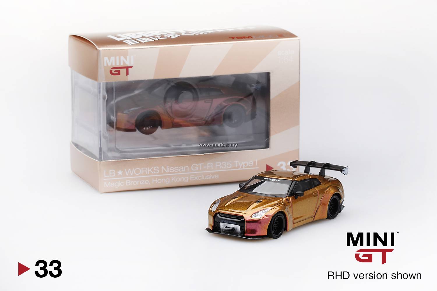 MINI GT Nissan GT-R MagicBronze（HK限定品） MINI GT 1/64 #33 HK TOYEAST EXCLUSIVE LB☆WORKS NISSAN GT-R R35 TYPE