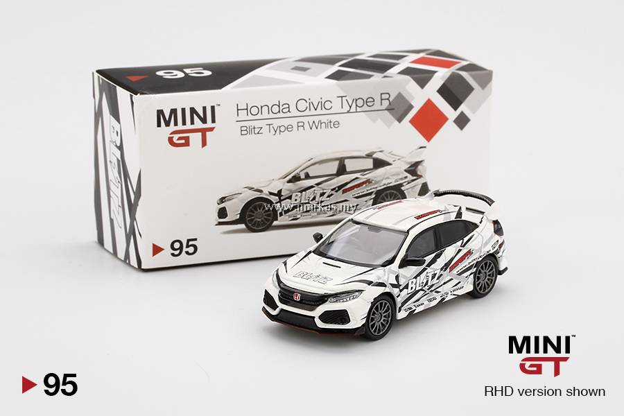 MINI GT 1/64 #95 HONDA CIVIC TYPE R (FK8) BLITZ TYPE R WHITE
