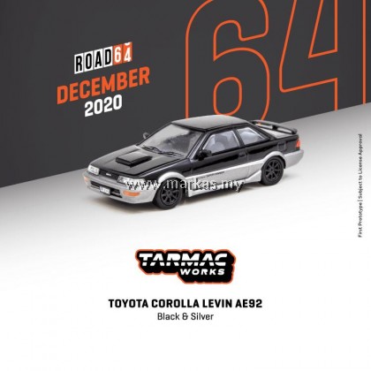 (PO) TARMAC WORKS ROAD64 1/64 TOYOTA COROLLA LEVIN AE92 BLACK/SILVER (PO) TARMAC WORKS ROAD64 1/64 TOYOTA COROLLA LEVIN AE92 BLACK/SILVER