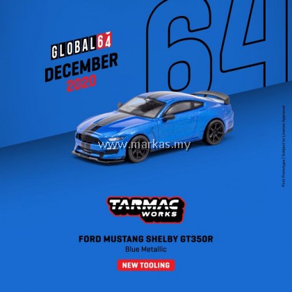 (PO) TARMAC WORKS GLOBAL64 1/64 FORD MUSTANG SHELBY GT350R BLUE METALLIC