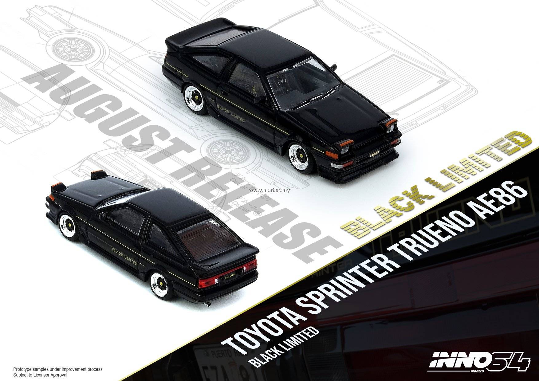 INNO MODELS INNO64 1/64 TOYOTA SPRINTER TRUENO AE86 BLACK LIMITED