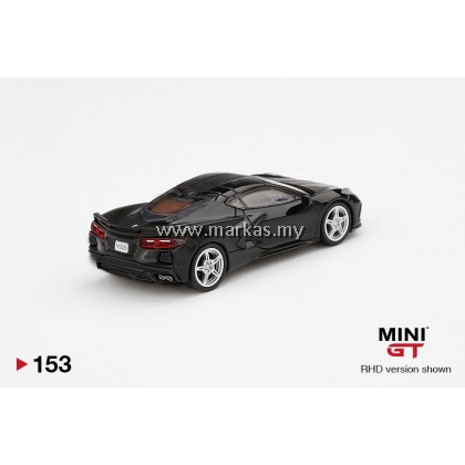 MINI GT 1/64 #153 CHEVROLET CORVETTE STINGRAY 2020 BLACK WITH MIDNIGHT GRAY STRIPE