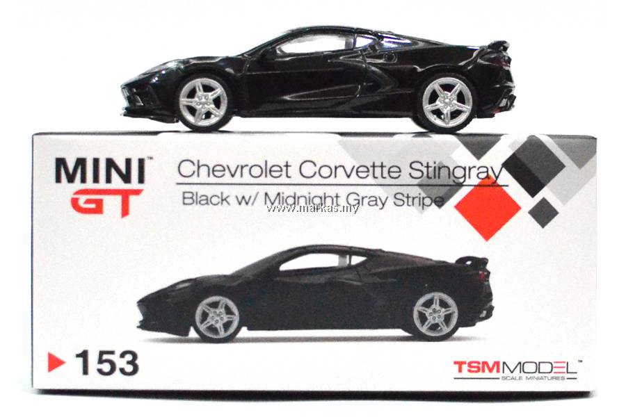 ミニカー MINI GT Chevrolet Corvette Stingray 153 MINI GT 1/64 #153 CHEVROLET CORVETTE STINGRAY 2020 BLACK WITH