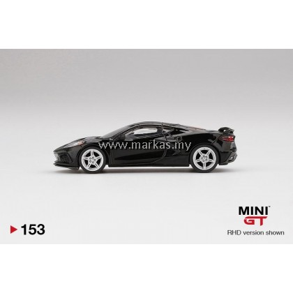 MINI GT 1/64 #153 CHEVROLET CORVETTE STINGRAY 2020 BLACK WITH MIDNIGHT GRAY STRIPE