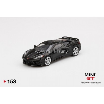 MINI GT 1/64 #153 CHEVROLET CORVETTE STINGRAY 2020 BLACK WITH MIDNIGHT GRAY STRIPE
