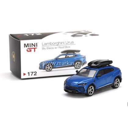 MINI GT 1/64 #172 LAMBORGHINI URUS WITH ROOF BOX BLU ELEOS