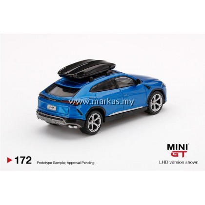MINI GT 1/64 #172 LAMBORGHINI URUS WITH ROOF BOX BLU ELEOS