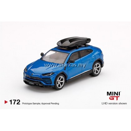 MINI GT 1/64 #172 LAMBORGHINI URUS WITH ROOF BOX BLU ELEOS