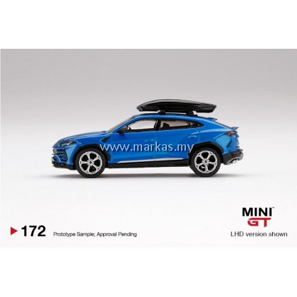 MINI GT 1/64 #172 LAMBORGHINI URUS WITH ROOF BOX BLU ELEOS