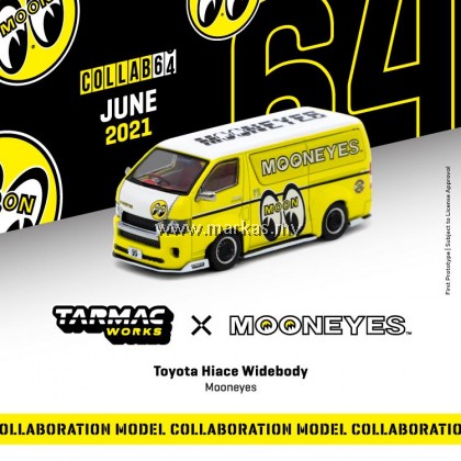(PO) TARMAC WORKS COLLAB64 1/64 TOYOTA HIACE WIDEBODY MOONEYES YELLOW (PO) TARMAC WORKS COLLAB64 1/64 TOYOTA HIACE WIDEBODY MOONEYES YELLOW