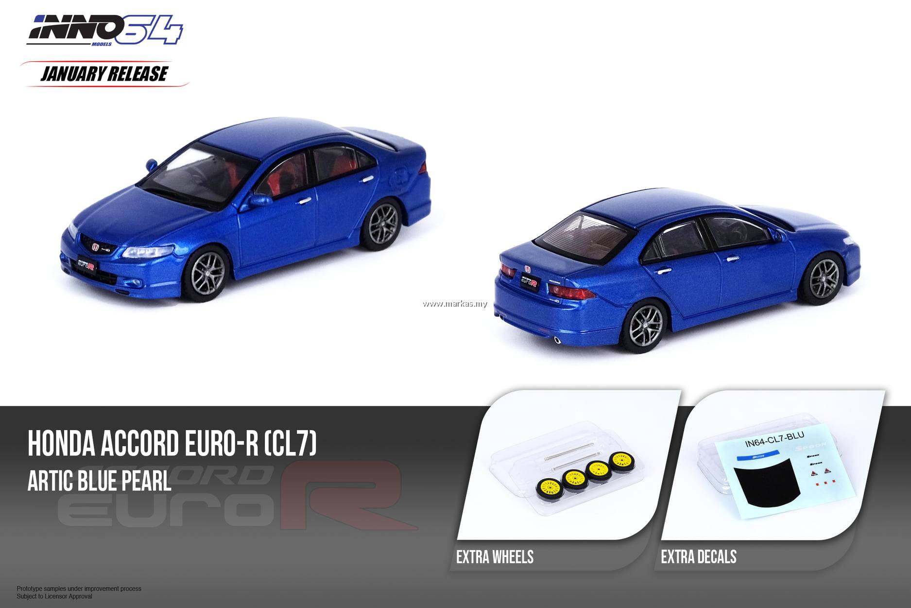 INNO MODELS INNO64 1/64 HONDA ACCORD EURO-R (CL7) ARTIC BLUE PEARL