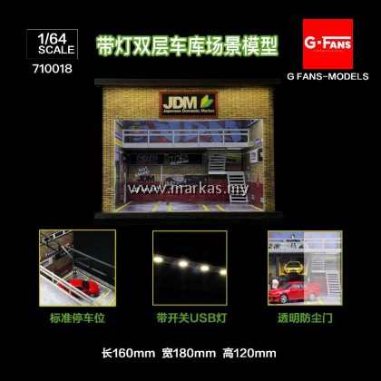 G-FANS MODELS 1/64 710018 GARAGE SCENE MODEL WITH LIGHTS JDM
