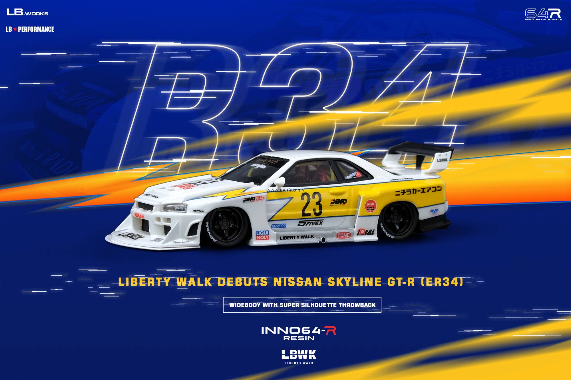 INNO MODELS INNO64 1/64 NISSAN SKYLINE LBWK ER34 SUPER SILHOUETTE