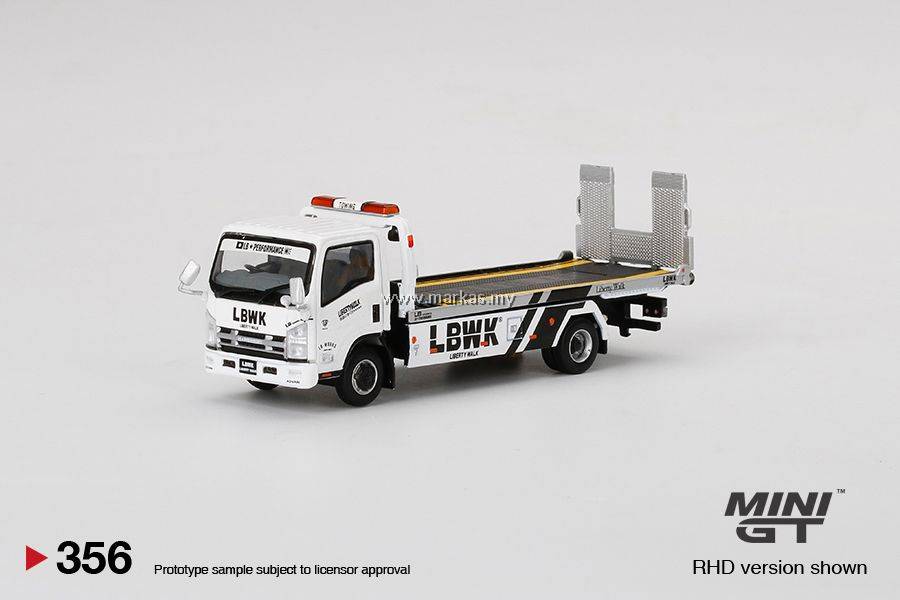 MINI GT 1/64 #356 ISUZU N SERIES VEHICLE TRANSPORTER LBWK WHITE