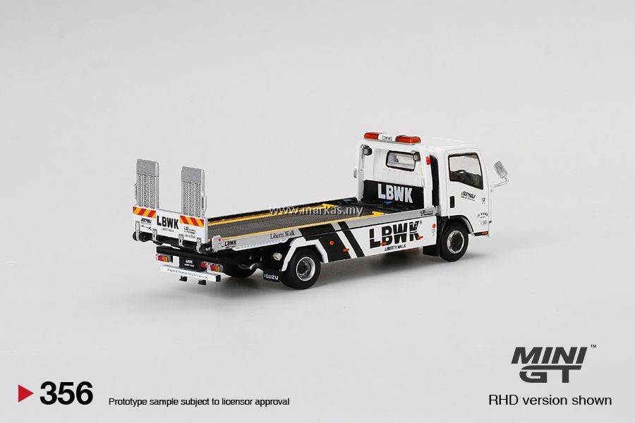 MINI GT 1/64 #356 ISUZU N SERIES VEHICLE TRANSPORTER LBWK WHITE