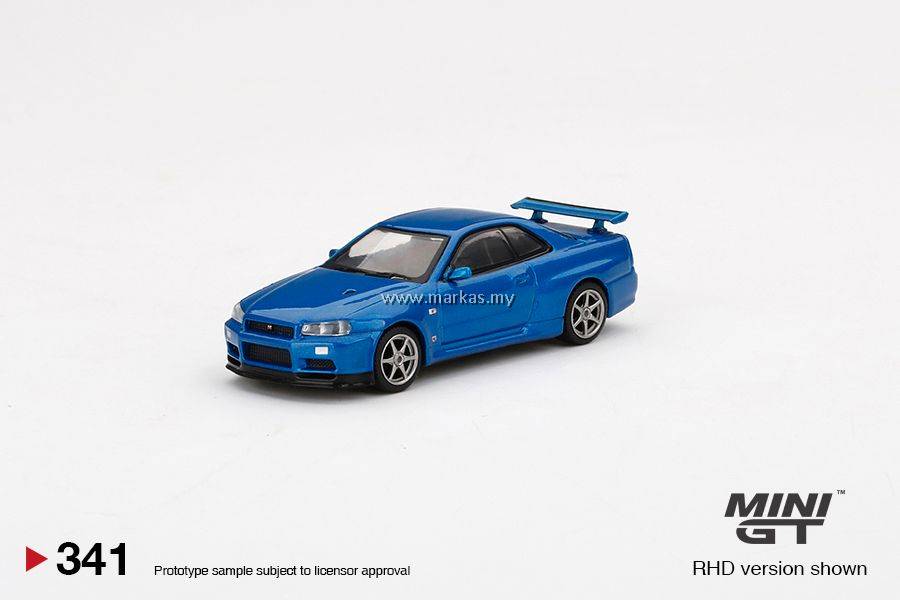 MINI GT 1/64 #341 NISSAN SKYLINE GT-R R34 V SPEC II BAYSIDE BLUE