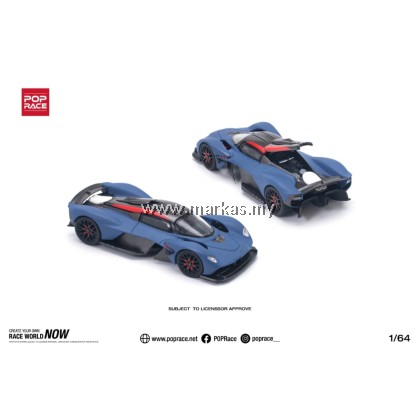 (PO) POP RACE 1/64 PR640096 ASTON MARTIN VALKYRIE SATIN MARINA BLUE