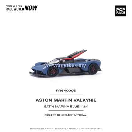 (PO) POP RACE 1/64 PR640096 ASTON MARTIN VALKYRIE SATIN MARINA BLUE