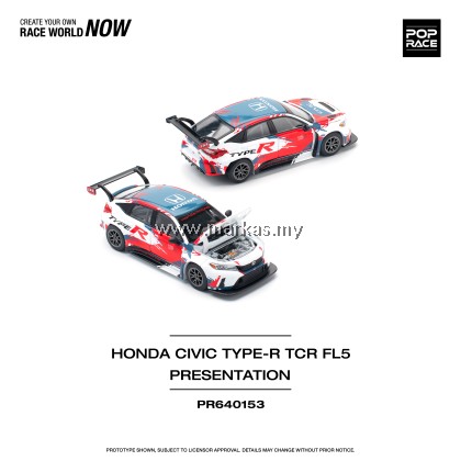 (PO) POP RACE 1/64 PR640153 HONDA CIVIC TYPE-R (FL5) TCR PRESENTATION