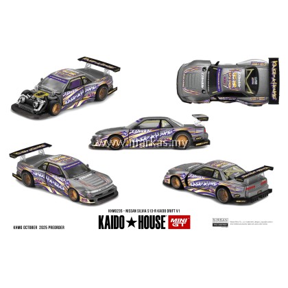 (PO) MINI GT X KAIDO HOUSE 1/64 KHMG235 NISSAN SILVIA S13-R KAIDO DRIFT V1