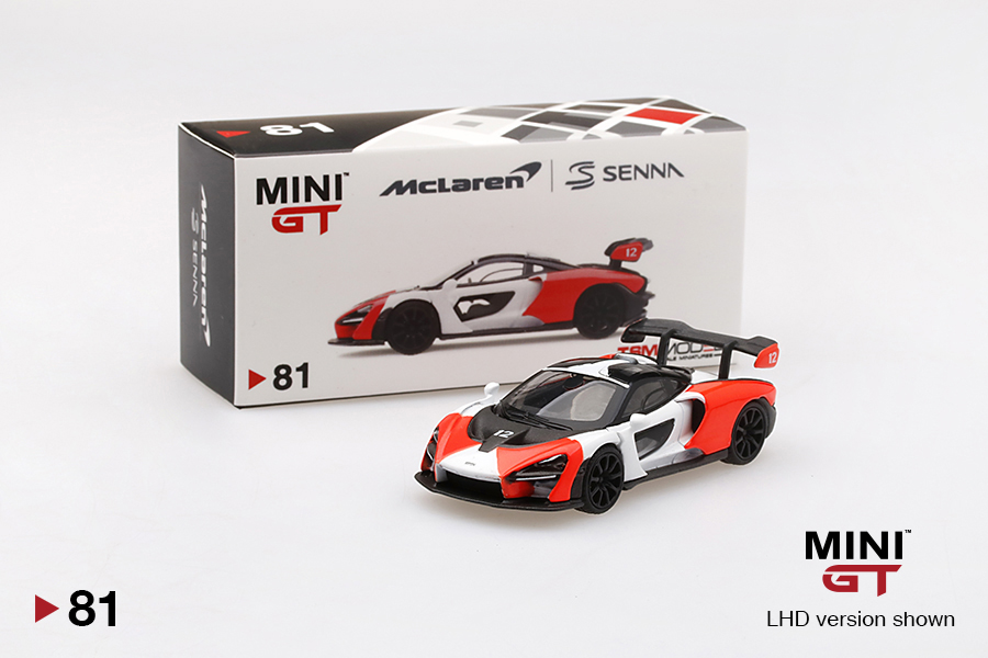 MINI GT 1/64 #81 MCLAREN SENNA ORANGE/WHITE (RHD)